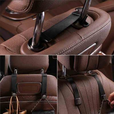 Car Seat Headrest Hook Suede Leather Seat Back Hanger Hook Metal Hanging Hook Car Hook Universal Car Interior Accessories