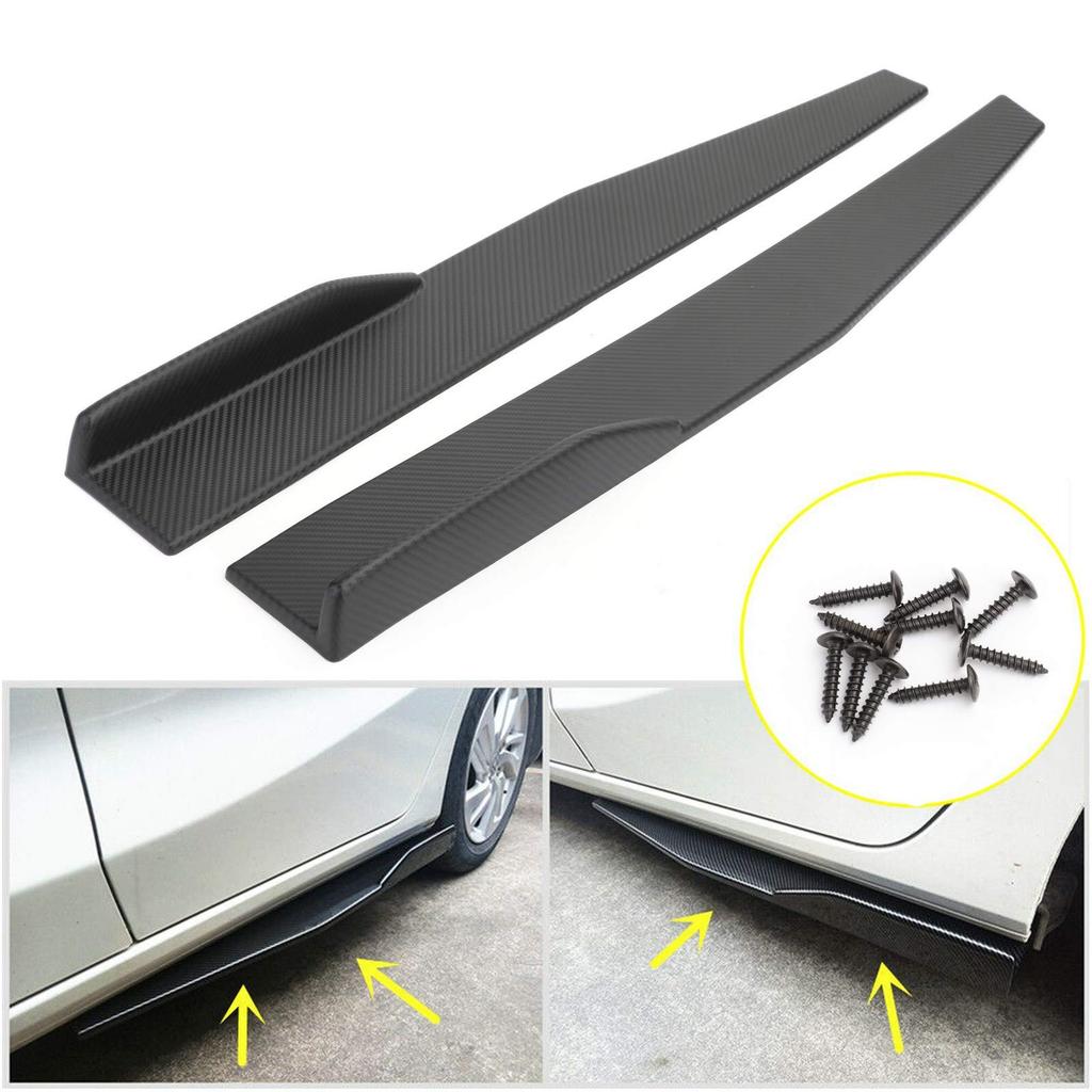 Bruce Shark 86cm Universal Car Side Bumper Lip Strip Splitter Universal Carbon Fiber & (Bruce Shark) 2-Piece Skirt/Rear Anti-Scratch Extensions,