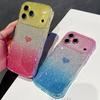 For iPhone 17 Pro Case Sparkle Rhinestone Decor TPU Phone Cover with Glitter Gradient Card