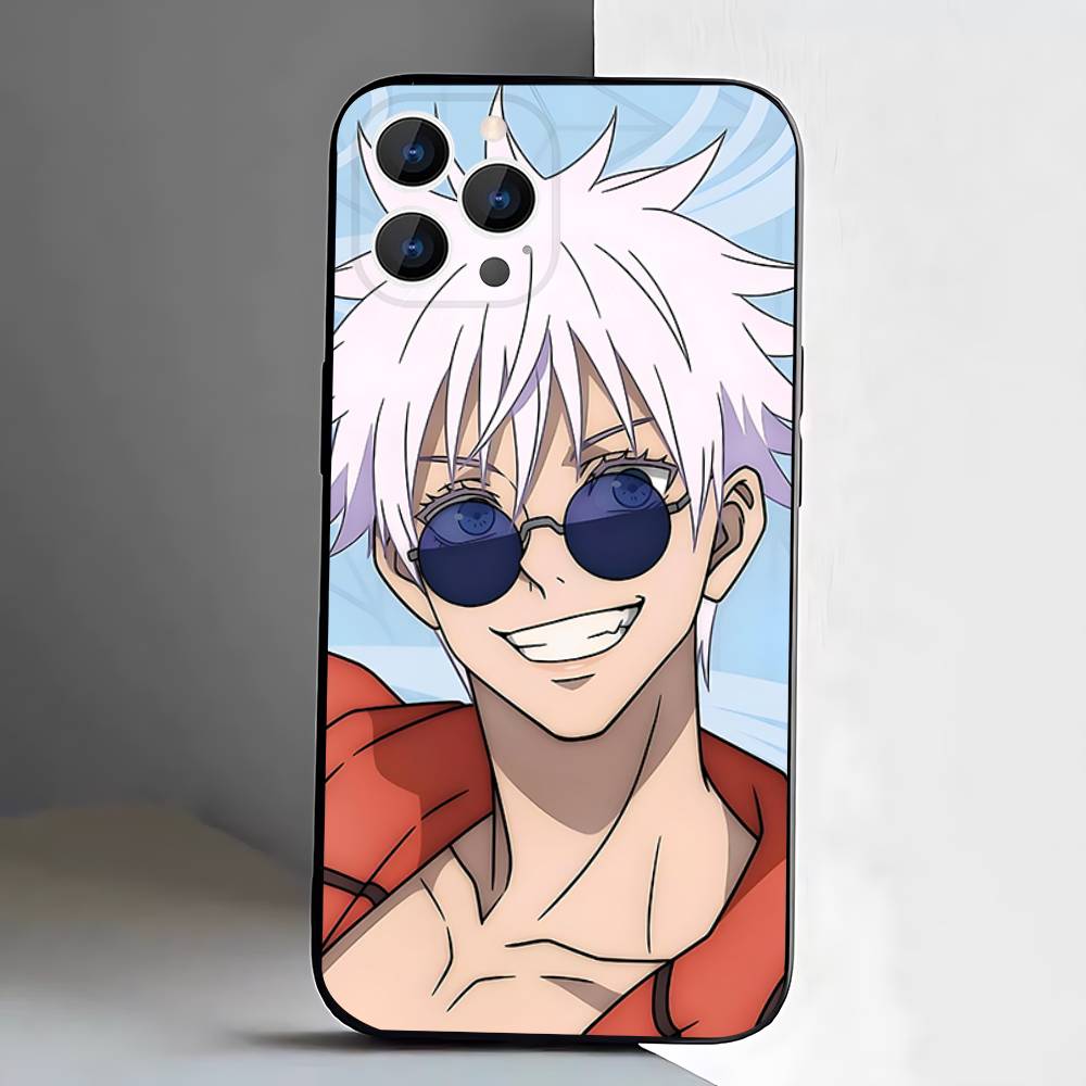Anime Gojo S-Satoru Handyhülle Für iPhone 17,16,15,14,13,12,Pro,Max,Plus,E,SE4,Air,Mini Schwarze Weiche Box