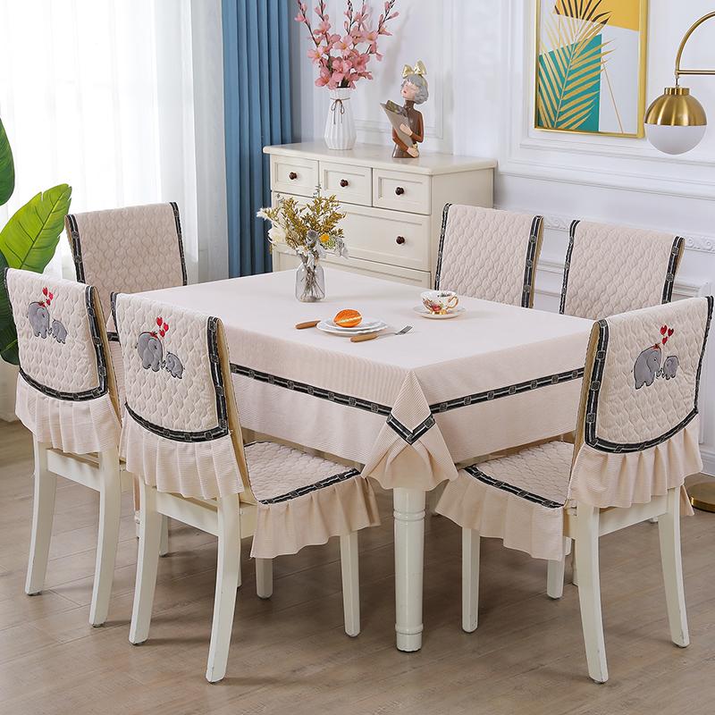 Modern Minimalist Rectangular Dining Table Cloth Round Tablecloth Chair Cover Home Dining Chair Cushion Light Luxury with Lace
