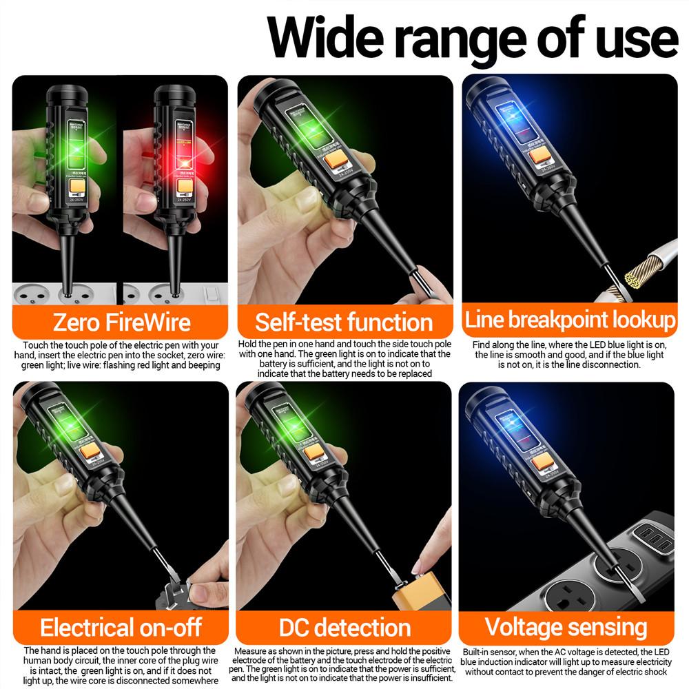 3 Color Light Circuit Tester Voltage Tester Pen Electric Test Detector Slotted Screwdriver Test Pen AC25-250V with Buzzer