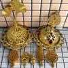 Golden Middle Eastern Arabic Incense Burner with Intricate Hollow-Out Design — Metal Aromatherapy Incense Burner for Cone Incens