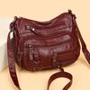 Elegante bolso bandolera retro de color sólido: Piel sintética suave, bolsillos con múltiples cremalleras para la mujer moderna