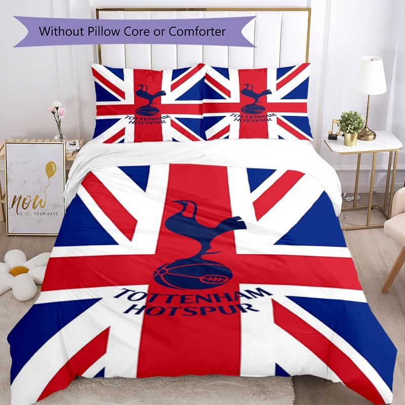 Tottenham Hotspur F.C Design Printed Pattern Duvet Cover Set – Includes 1 Duvet Cover and 2 Matching Pillowcases Bedroom Decor Christmas Gifts