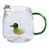 Coffee Milk Drink Cup Handmade Glass Animal Plant Shape Transparent Water Cute with Colorful Handle Creative Tea Mug