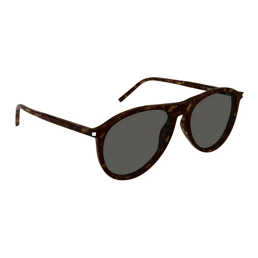 Saint Laurent Logo Mirrored Leg Irregular Shape Sunglasses Men Sunglasses Tortoiseshell SL667