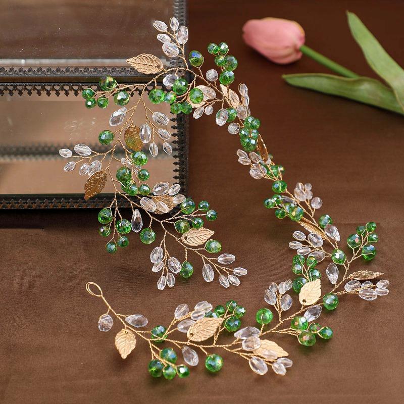 Bridal headband hair accessories braided leaf crystal headband headband headband