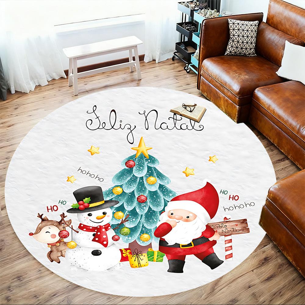 1pc Christmas Santa Claus Round Chair mat Area Rug - Non-Slip, Floor Mat for Office, Bedroom, and Indoor Decor c1125227