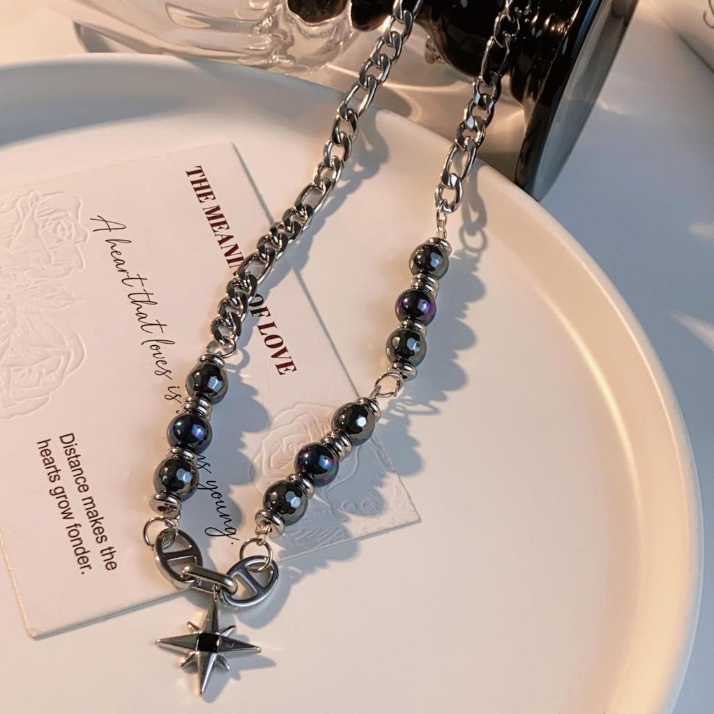 Men's Durable Titanium Steel Cuban Chain Necklace with Zircon Pendant