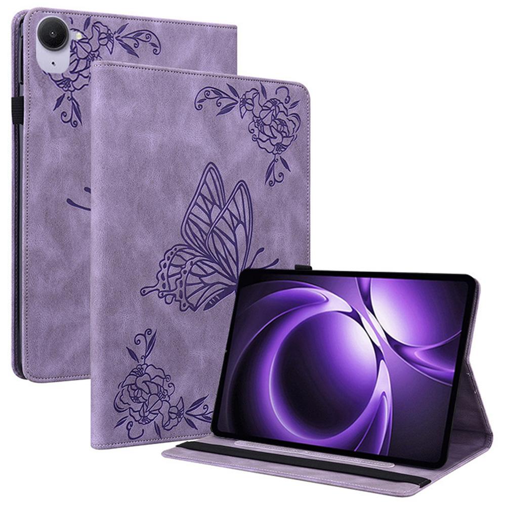 For Xiaomi Redmi K Pad Case Butterfly Flower Imprint PU Leather Tablet Cover with Card Slots