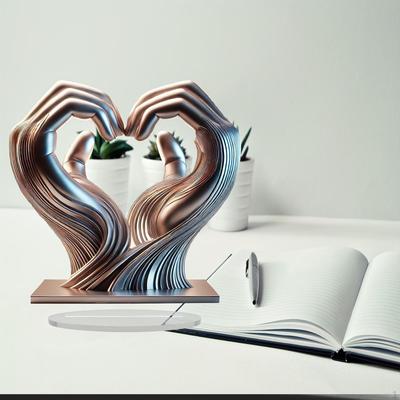 Love Finger Statue Hand Gesture Figurine Model Collectible Desk Figure Heart Sculpture for