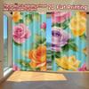 2D FLAT PRINTING 2pcs Curtains (Without Rod) Floral Rose Bouquet Pattern Modern Fashionable Curtainments During the New Year