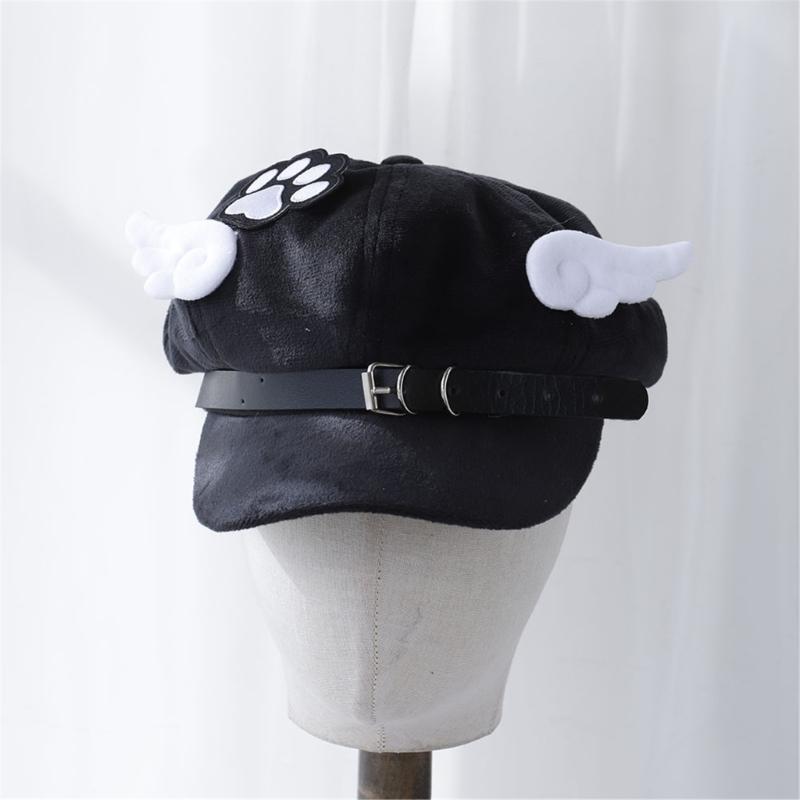 Trendy Wing Embellished Beret Hat Unique Wing Beret Hat Large Border Hat for Casual Outings or Art Exhibitions