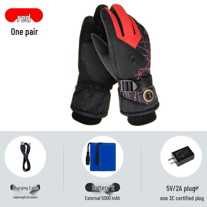 

Smart Wireless Heated Gloves for Winter - Adjustable Temperature for Men & Women, Ideal for Cycling & Motorcycling. One Size красный
