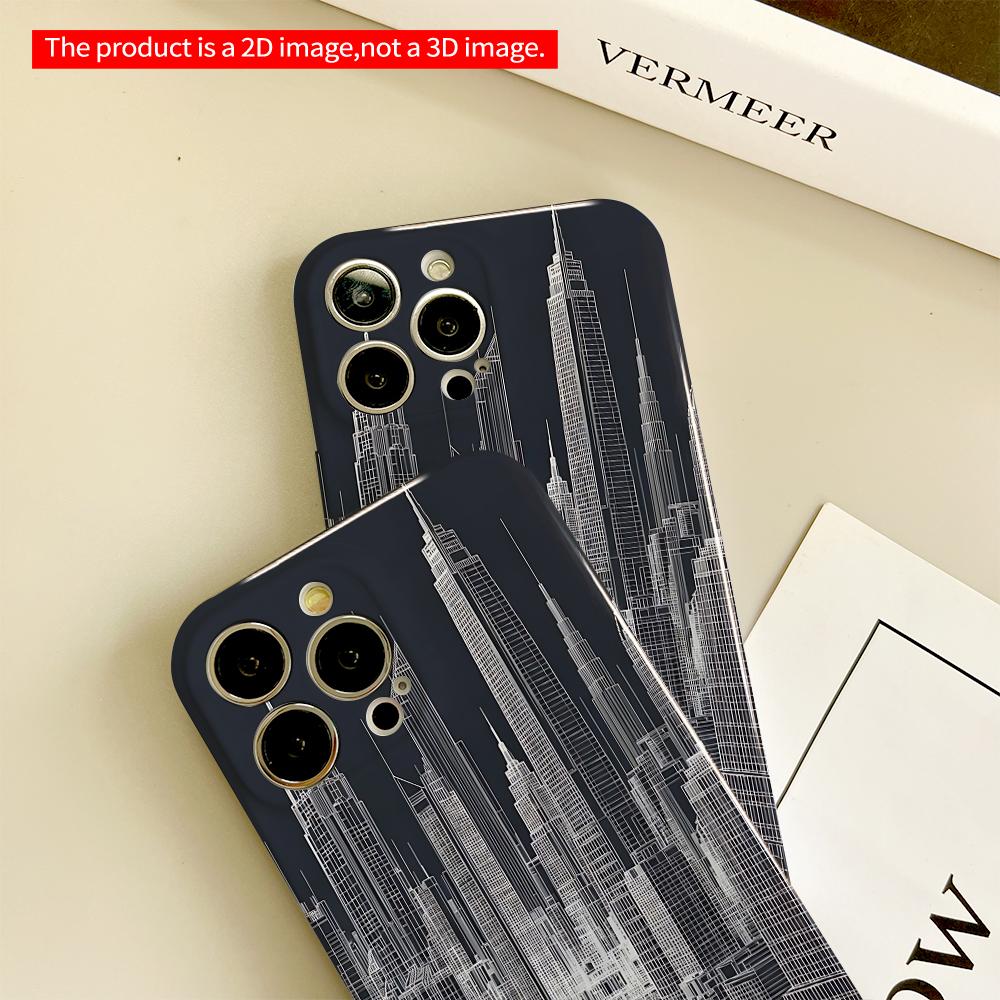 Wireframe Cityscape Skyline Road Design All inclusive film hard phone case, compatible with iPhone 18 Pro Max 17 16 15 14 13 12 11