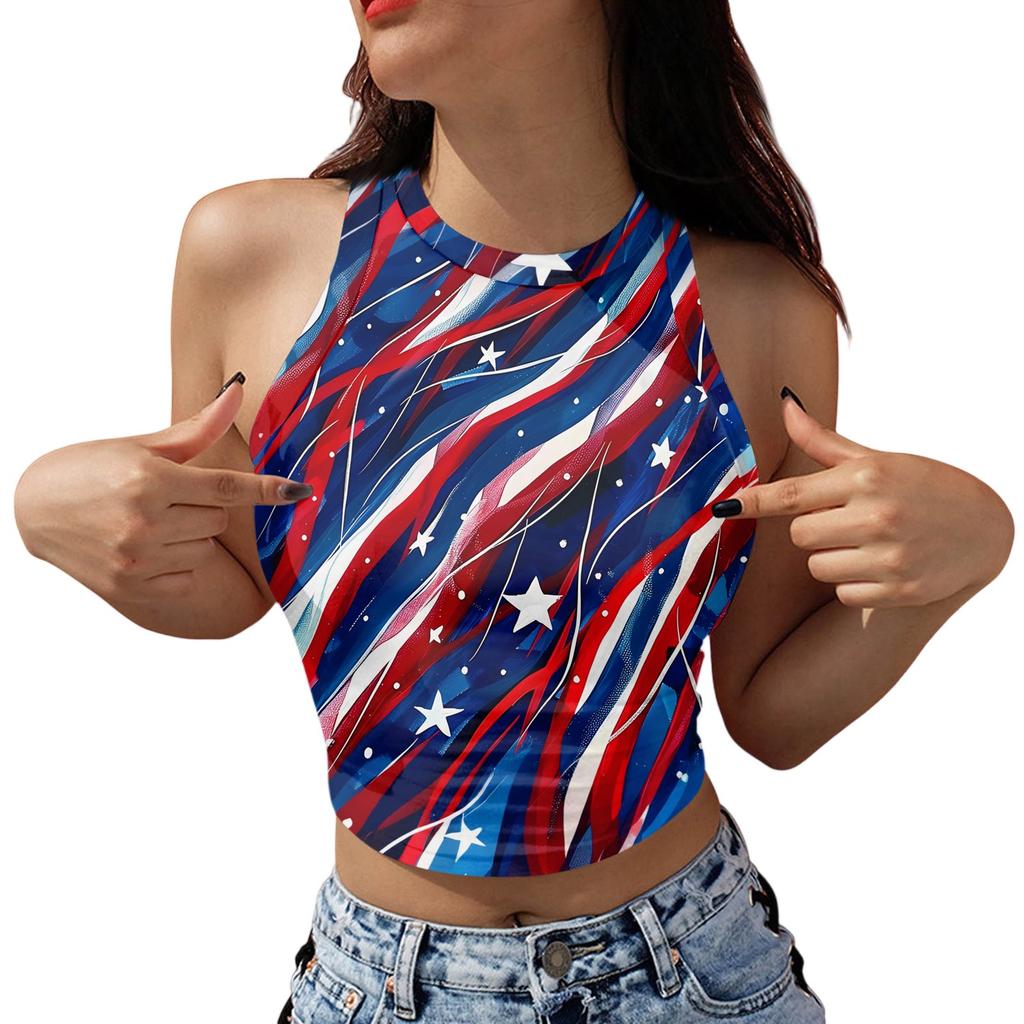 Damesmode Onafhankelijkheidsdag Print Mouwloze Tanktop