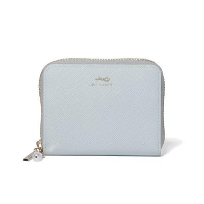 Gloria JSLW3AE2 Saffiano Embossed Cowhide Leather Multi Case Wallet Ribbon Motif Charm Glitter Pastel Card Holder Women's