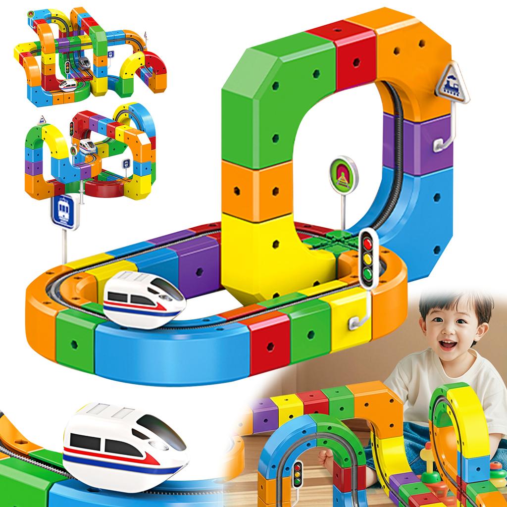 Electric Magnetic Track Set with Anti-Gravity Vehicles 100+ Pieces STEM Building Toys DIY Railway Toy Gift Box For Kids Gift