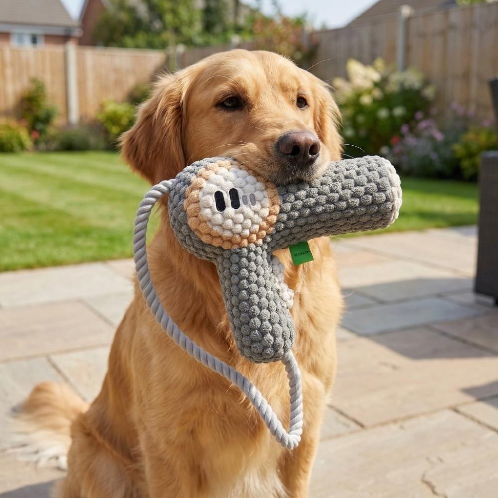 Hair Dryer Shaped Dog Chew Toy Durable Chew Squeaky Dog Toy Plush Dog Toy  Boredom Relief