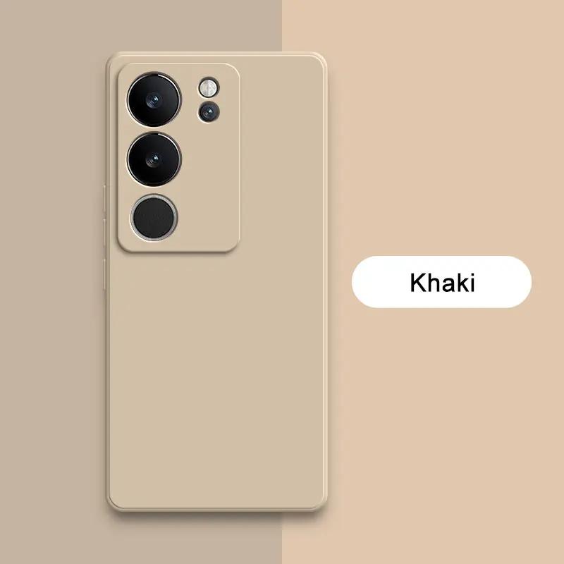 

Квадратный жидкий силиконовый чехол для VIVO V29 Pro V29Pro Camera Защитный 360-градусный противоударный мягкий чехол для телефона VIVOV29 Funda Bag VIVO V29 хаки