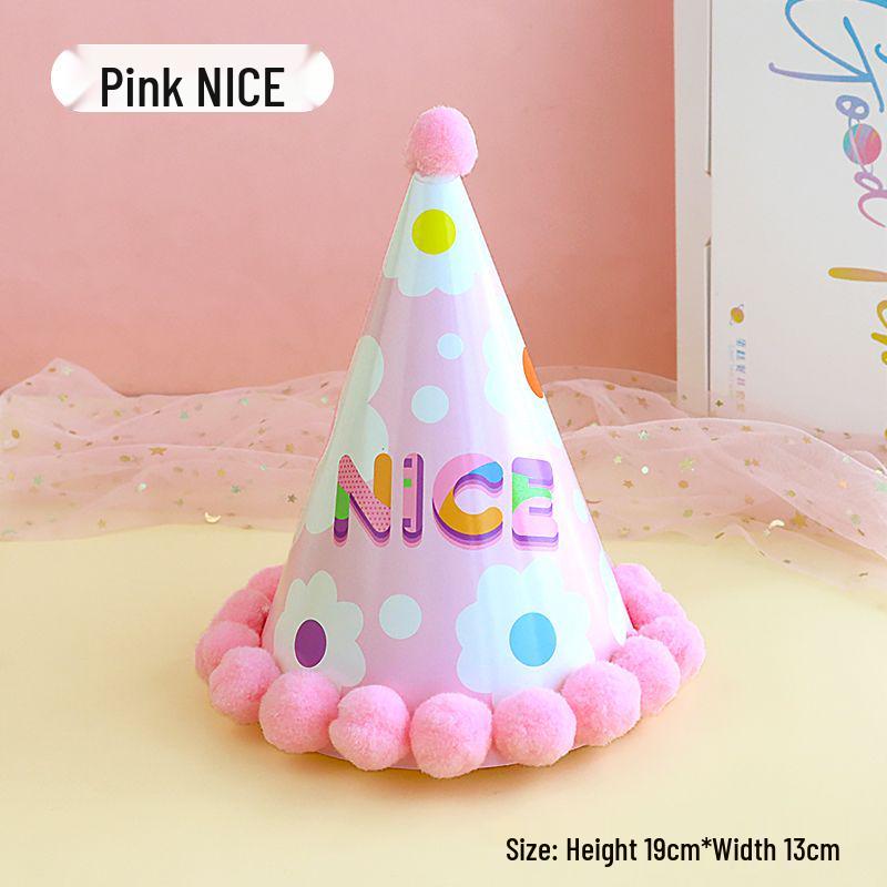 Creative Birthday Cake Pom-Pom Party Hat for Kids & Adults