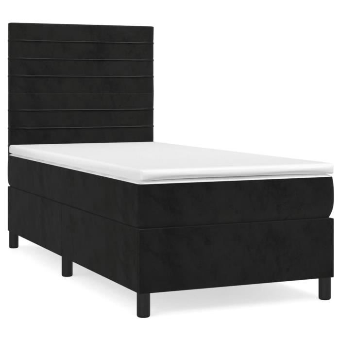 3143063 vidaXL Bed Base with Mattress Black 90x200 Cm Velvet