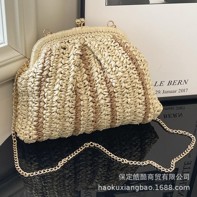 Summer bags women's ins niche 2025 new trendy fashion messenger bags women's bags summer versatile straw shell bags