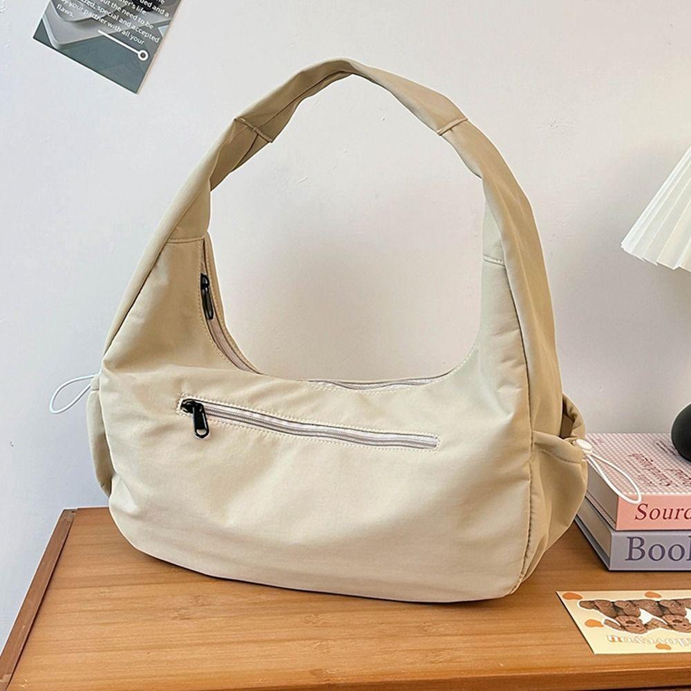 Oxford Cloth Stripe Underarm Bag Retro Sports Handbag Versatile Half Moon Bags  Women