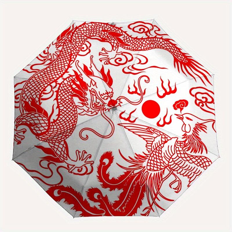 

1pc Dragon Phoenix Automatic Open/close Folding Umbrella, Compact Portable Travel Umbrella, Durable Construction yy250809117
