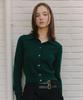 Je Ne Sais Quoi Collared Crop Cashmere Cardigan_ Green