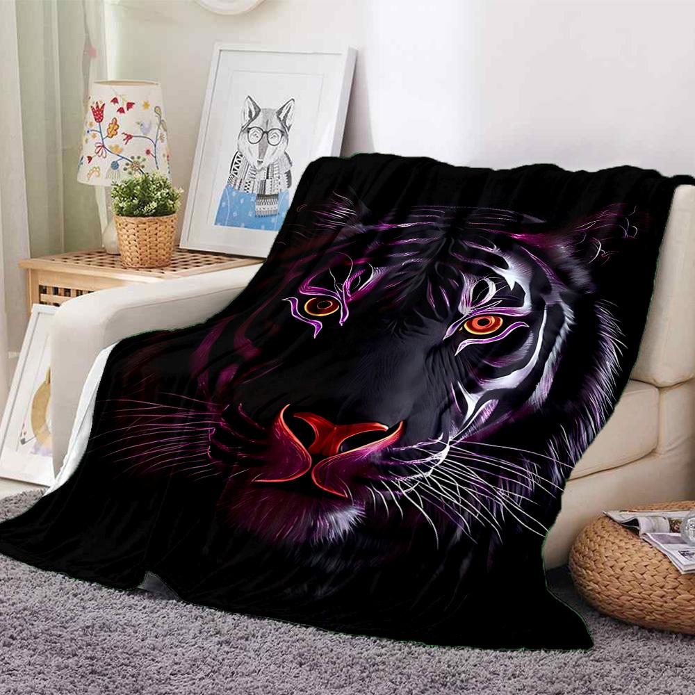 1pc Tiger Face Artwork Blanket Lightweight Blanket Throw Blanket For Sofa, Bed, Travel, Camping, Livingroom, Office, Couch, Chair Yy251010056