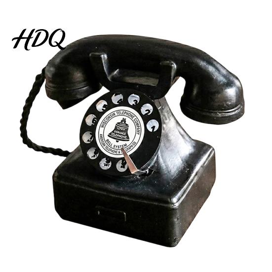 Study Room Decor Vintage Old Telephone Ornaments Mini Retro Desk Phone Classic Polished Phone Landline Resin Decorative Nostalgic Home Office