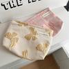 1pcs Large Capacity Canvas Bow Makeup Bag, 3d Printed Handbag, Student Pencil Case Storage Bag, High-End And Fashionable Style