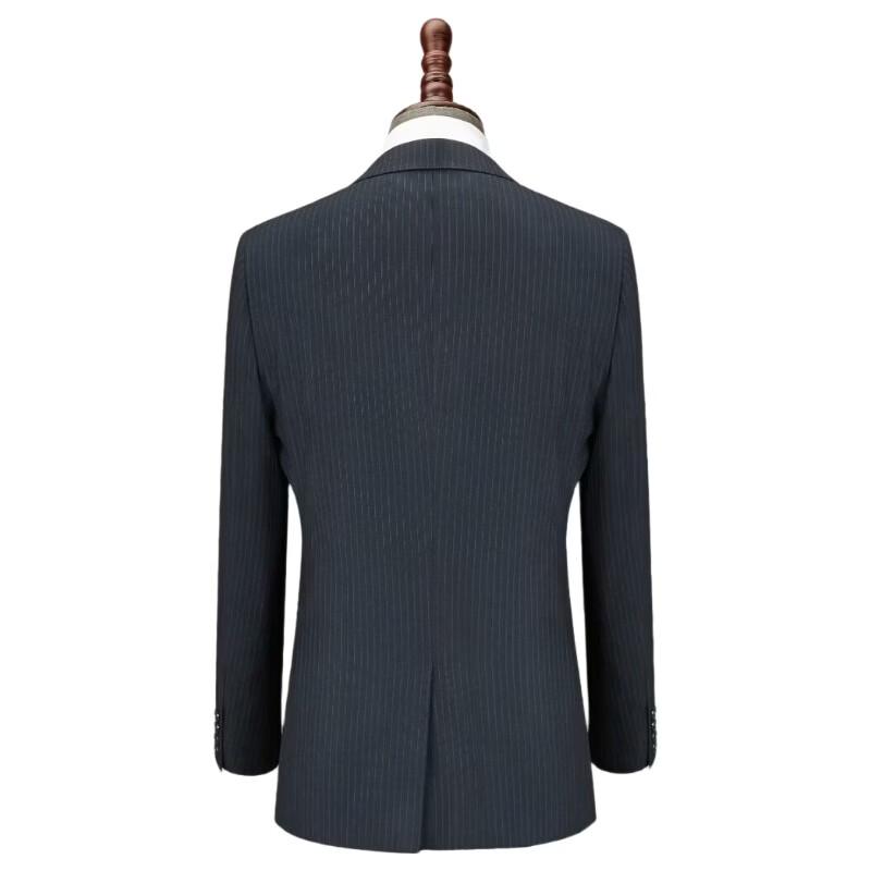 Мужской темно-синий полосатый деловой костюм YSDL 46