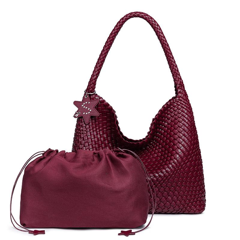 Pearlescent woven shoulder bag axillary gun gun large capacity women's bag handmade casual versatile handbag messenger bag