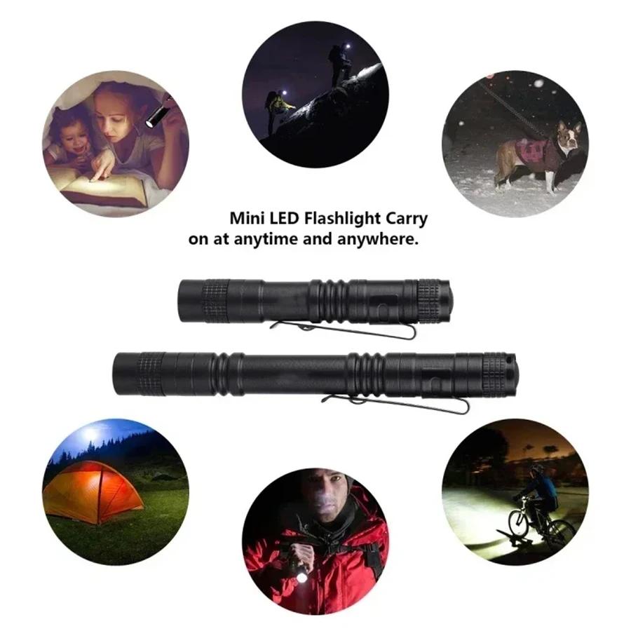EDC Flashlight Mini Powerful LED Torch Aluminum Alloy Body with Pocket Clip,Camping Hiking Emergency Outdoor Activities Lighting