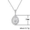 Ladies' Water Droplet Pendant Necklace Collarbone Chain, Synthetic Zircon Double Surround Design, Minimalist and Elegant Jewelry