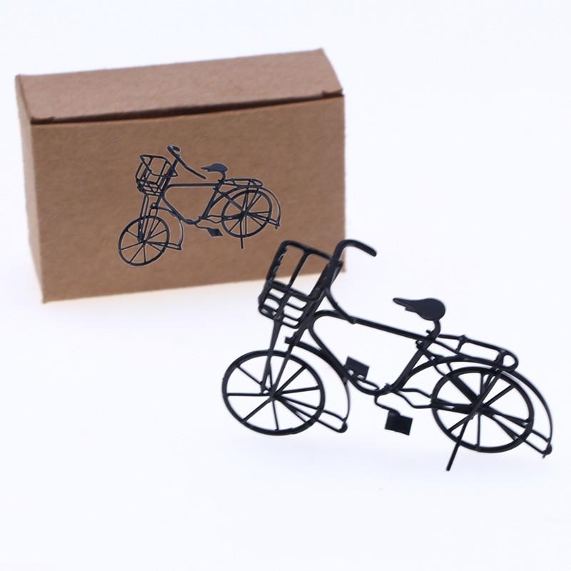 1Pcs Dollhouse Miniature Vintage Iron Art Alloy Bicycle Metal Bike Model Sculpture Retro Classic Handmade Collection Small Gift