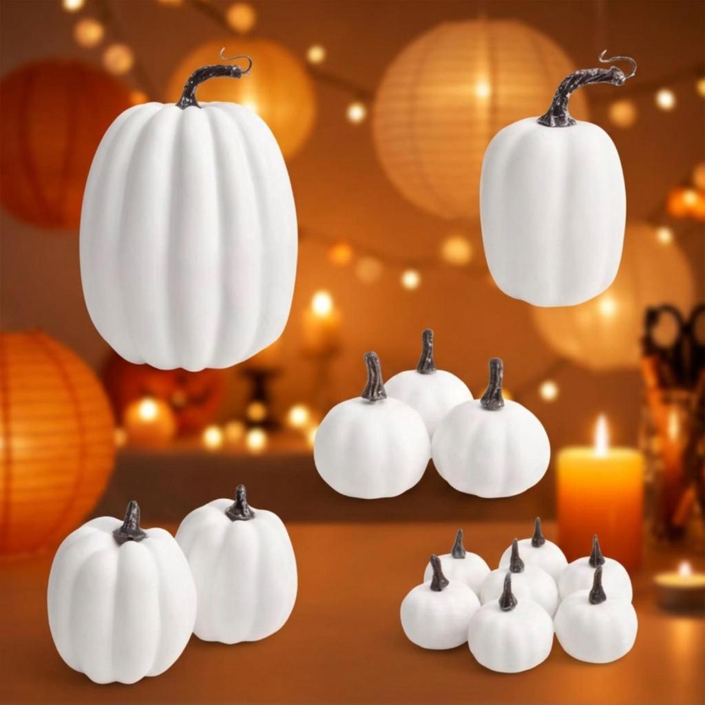 14 Pieces Artificial Pumpkins Paintable Faux Pumpkin Set