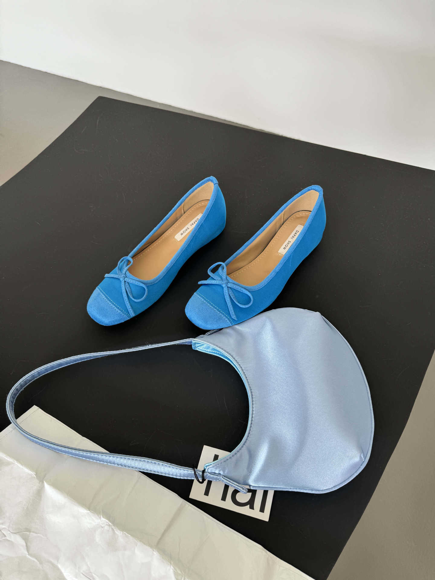 

2025 весна новые маленькие 3 см внутренняя высота увеличивается женские туфли квадратный носок бант балетки Мэри Джейн темперамент одиночные туфли 39 синий