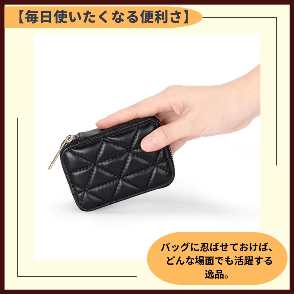 ideamall Lip Case with Lip Makeup Mini Leather Mirror, Pouch, Pouch, Pouch, (Black)