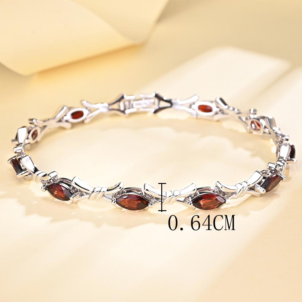 Stříbrný náramek s zapínáním 925 s přírodním červeným granátem, mq 4*8 mm, kreativní design, jemné šperky pro ženy, pěkný dárek B00106