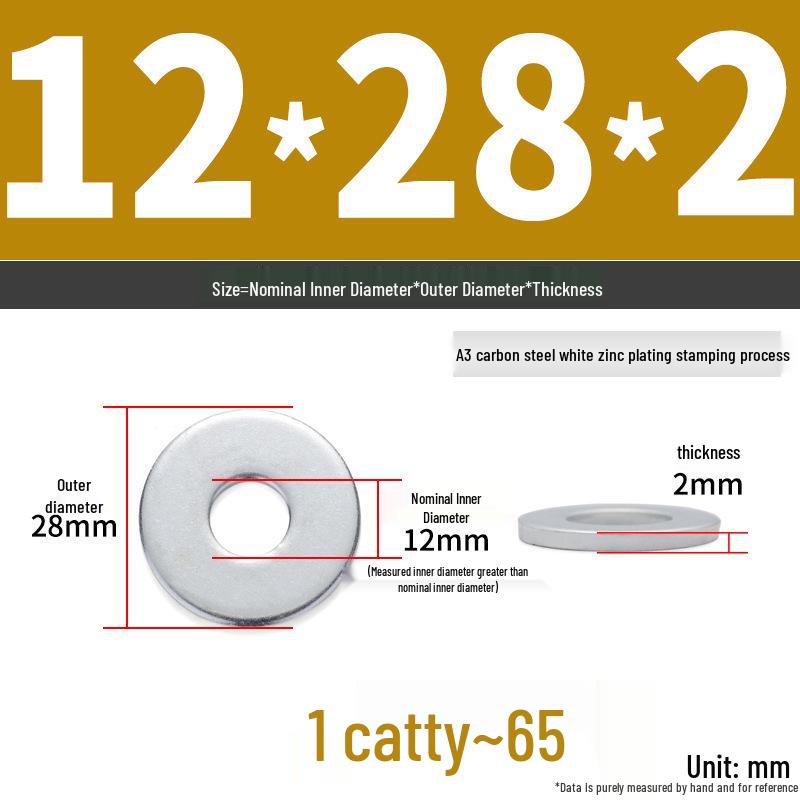 Extra Large Galvanized Metal Flat Washer - Thickened Round Screw Washer M6-M16