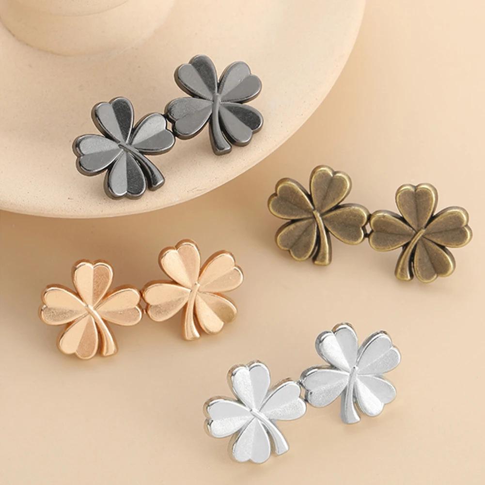 Four-leaf Clover/Five-pointed Star Waist Buckle Adjustable Waist Button Jean Pant Button With Cinched Waist Fashion Accessories