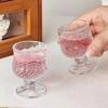 Vintage Engraved Glass Cup Mini Fruit Wine Glass Elegant Stemmed Dessert Wine Glass High Value Shot Glass
