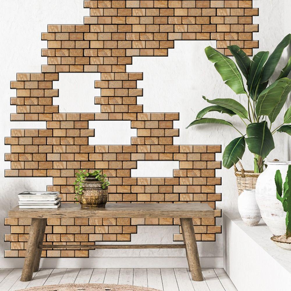 3D Stereo Wall Stickers Self-adhesive Wallpaper Brick Pattern Creative 3D Peel And Stick Heatproof Vinyl Waterproof Wallpaper
