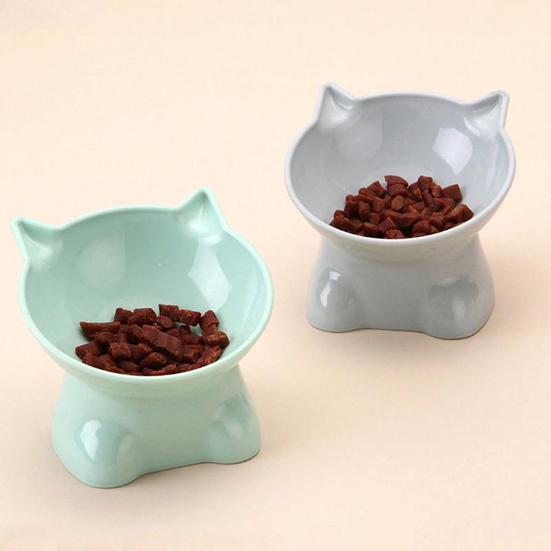 Tigela para animais de estimação estilo nórdico mais vendida, proteção para vértebra cervical, tigela para gatos, tigela de plástico anti-tombamento, boca inclinada, suprimentos para animais de estimação