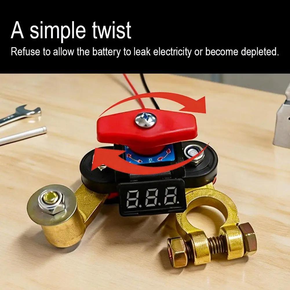12V 24V Battery Disconnect Switch with Voltage Display Switch & Relays Instant Brass 360 Rotatable for Car Marine Power Protect