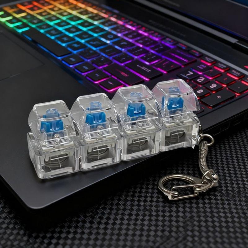 4-Key Keycap Tester Keyboard Clicks Toy With LED Lights Keyboard Clicks For Anxiety Relief And Focusing Enhancement